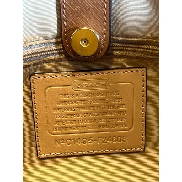 COACH Peyton Khaki & Brown Signature Jordan Double-Zip Carryall Bag F24603 - Picture 13 of 13